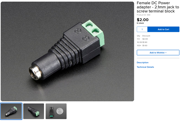 FemaleDCPowerLEDAdapter