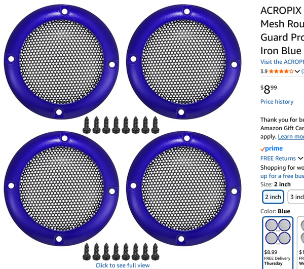 SpeakerGrillCover2inchBlue