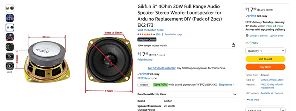 Speakers3inch4Ohm20W